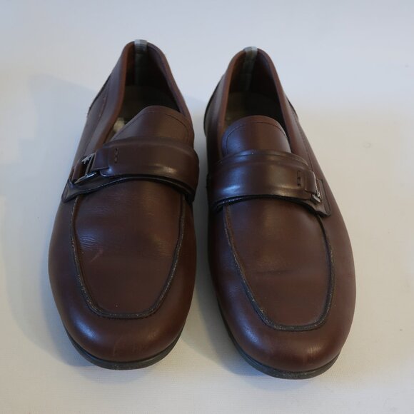 Mens Salvatore Ferragamo Brown Leather Flats Loafers Shoes 8.5 EE/EEE main image 9